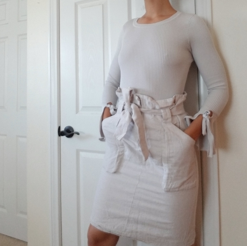 Oatmeal skirt and blue skirt